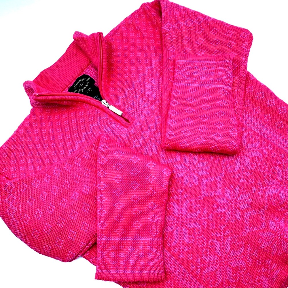 Vintage Obermeyer Mimi Sweater Womens L Pink Wool Alpine Chalet Retro Ski 90s